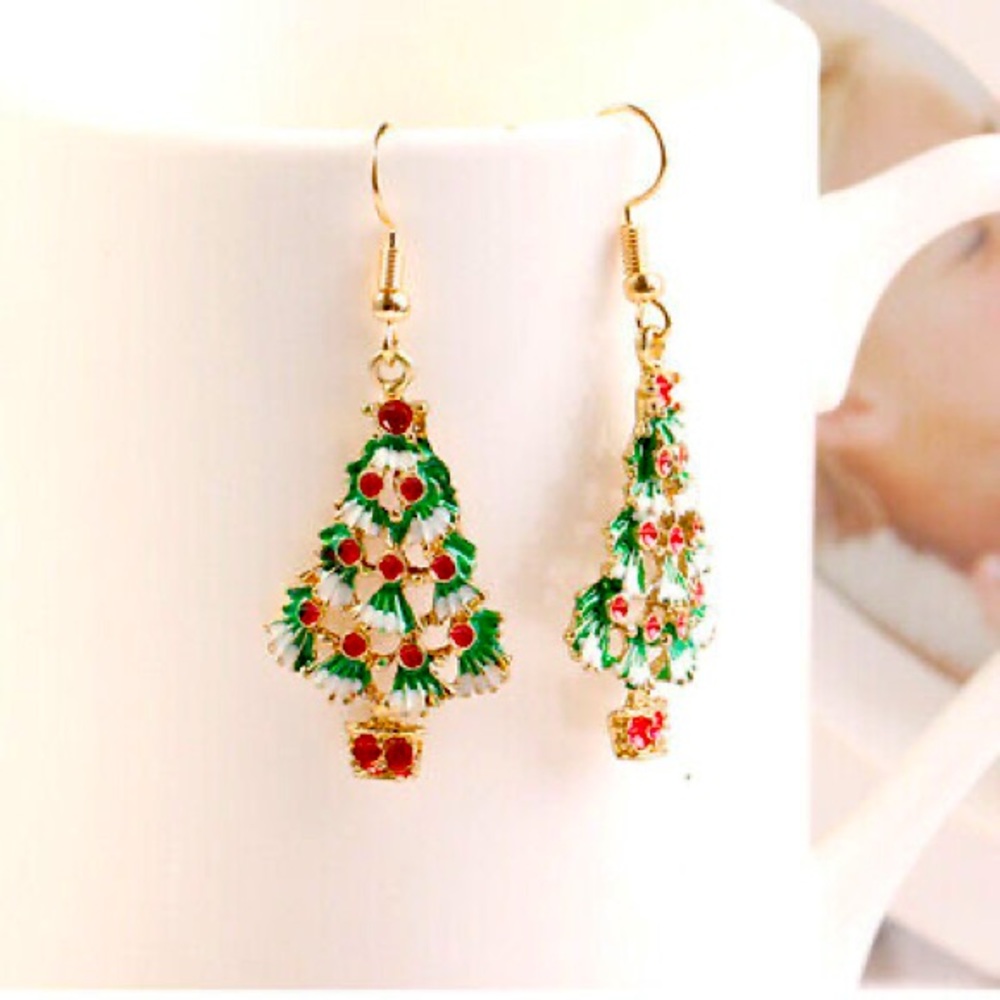 3 Pairs of Christmas Earrings Christmas Tree Dangle Drop Hook Earrings